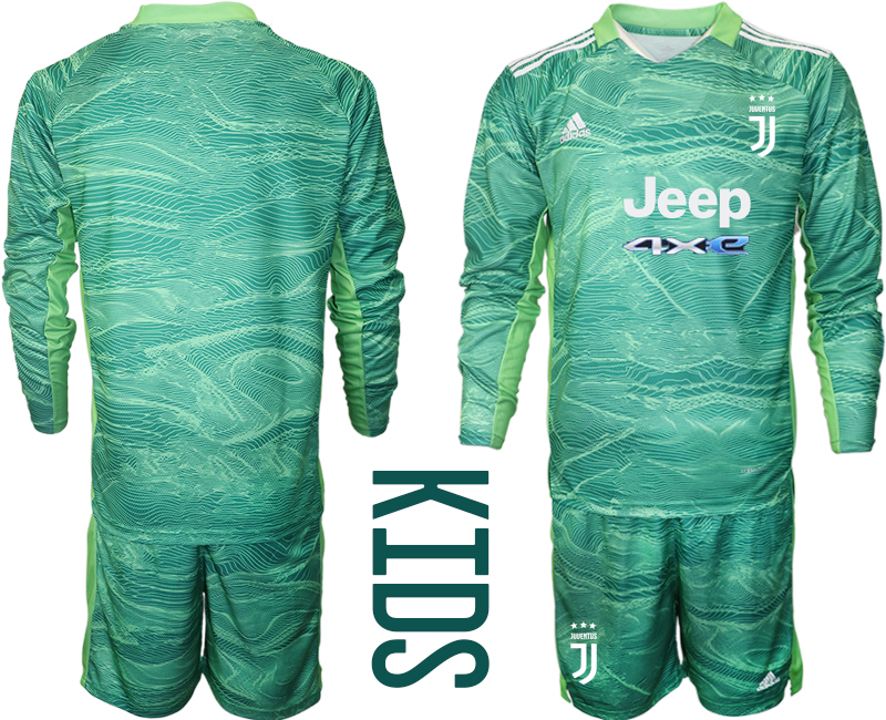 Juventus green long sleeve goalkeeper kids 2021/22 Soccer Kit